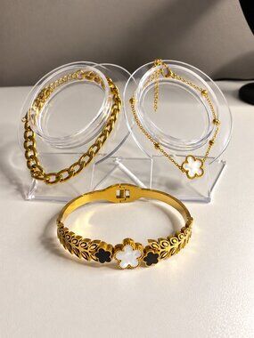 Gold-Plated Stainless Steel Bracelet Collection – Intensity & Flowers